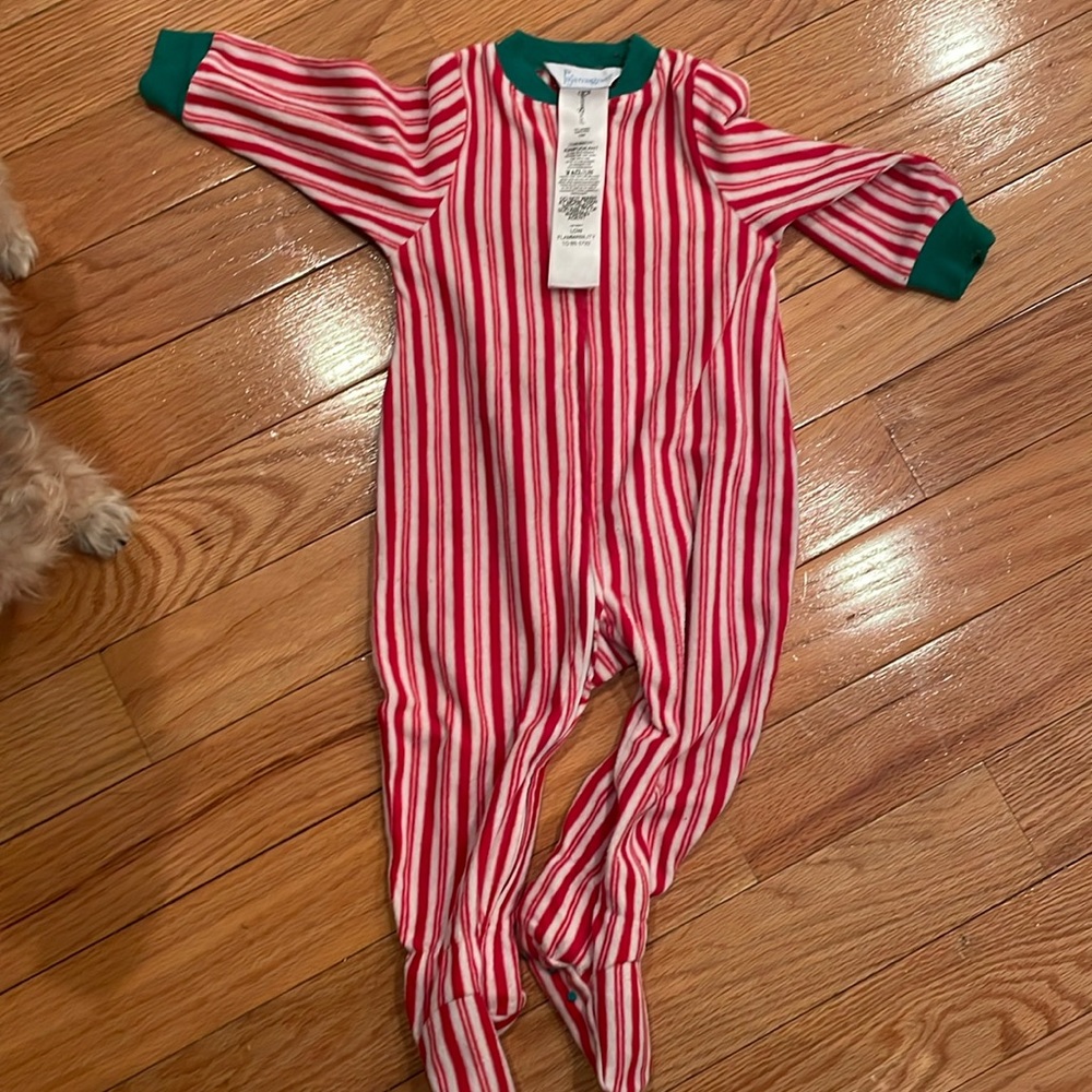 Pajamagram red strip onesie
